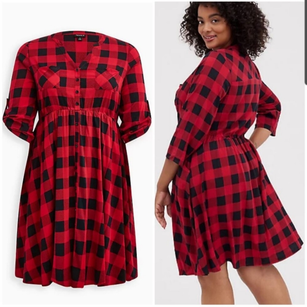 Torrid Buffalo Plaid Shirt Dress